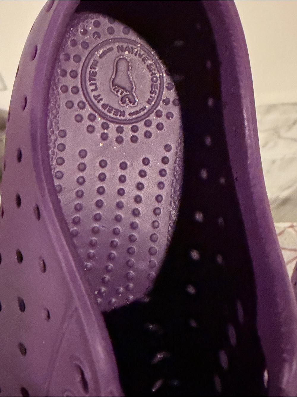 Native Jefferson Bloom Shoes Kids Purple Slip-On Sneakers with Dark Toe C13 - Picture 12 of 12